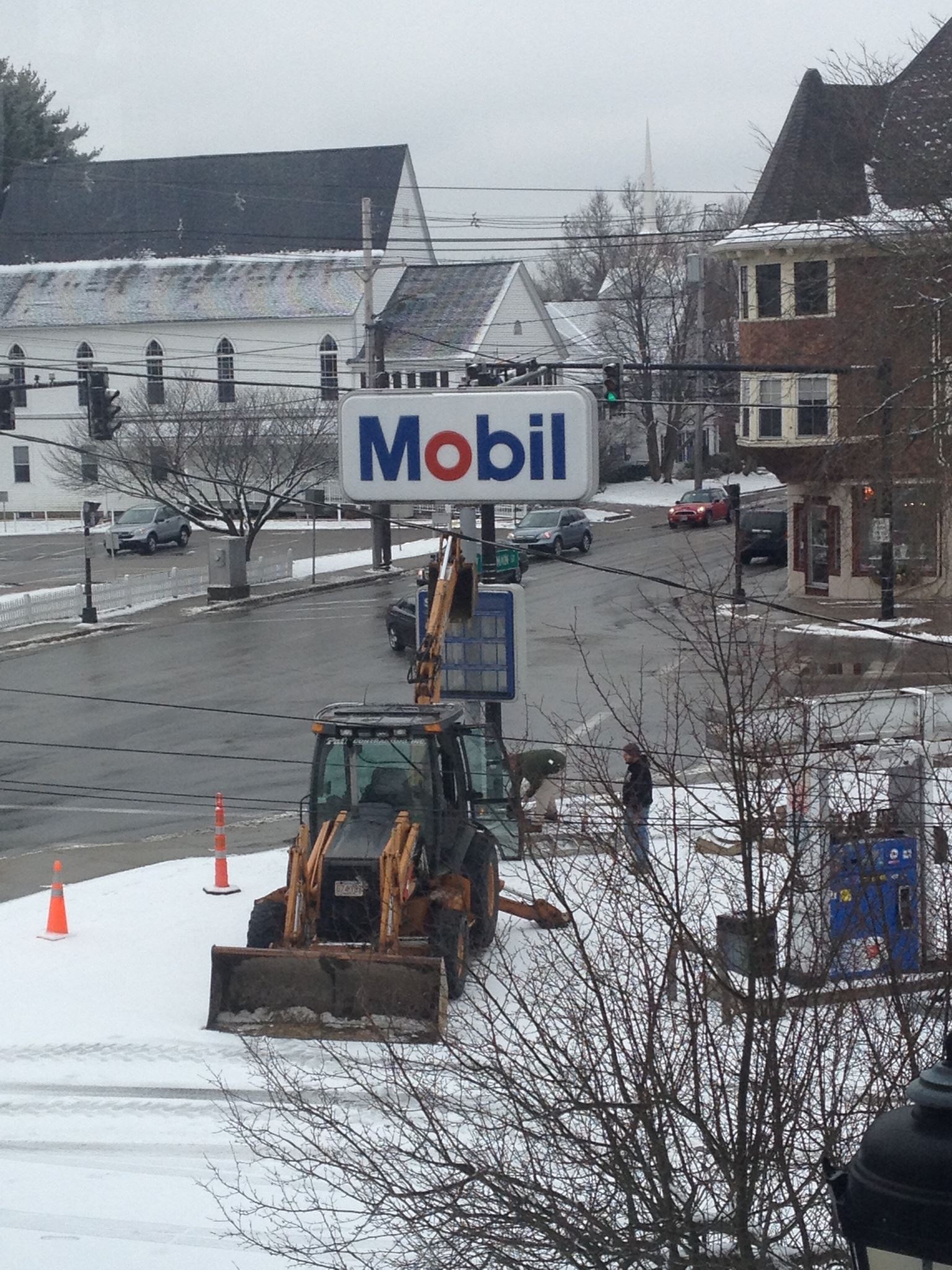 Removal of old Mobil sign - January  2013