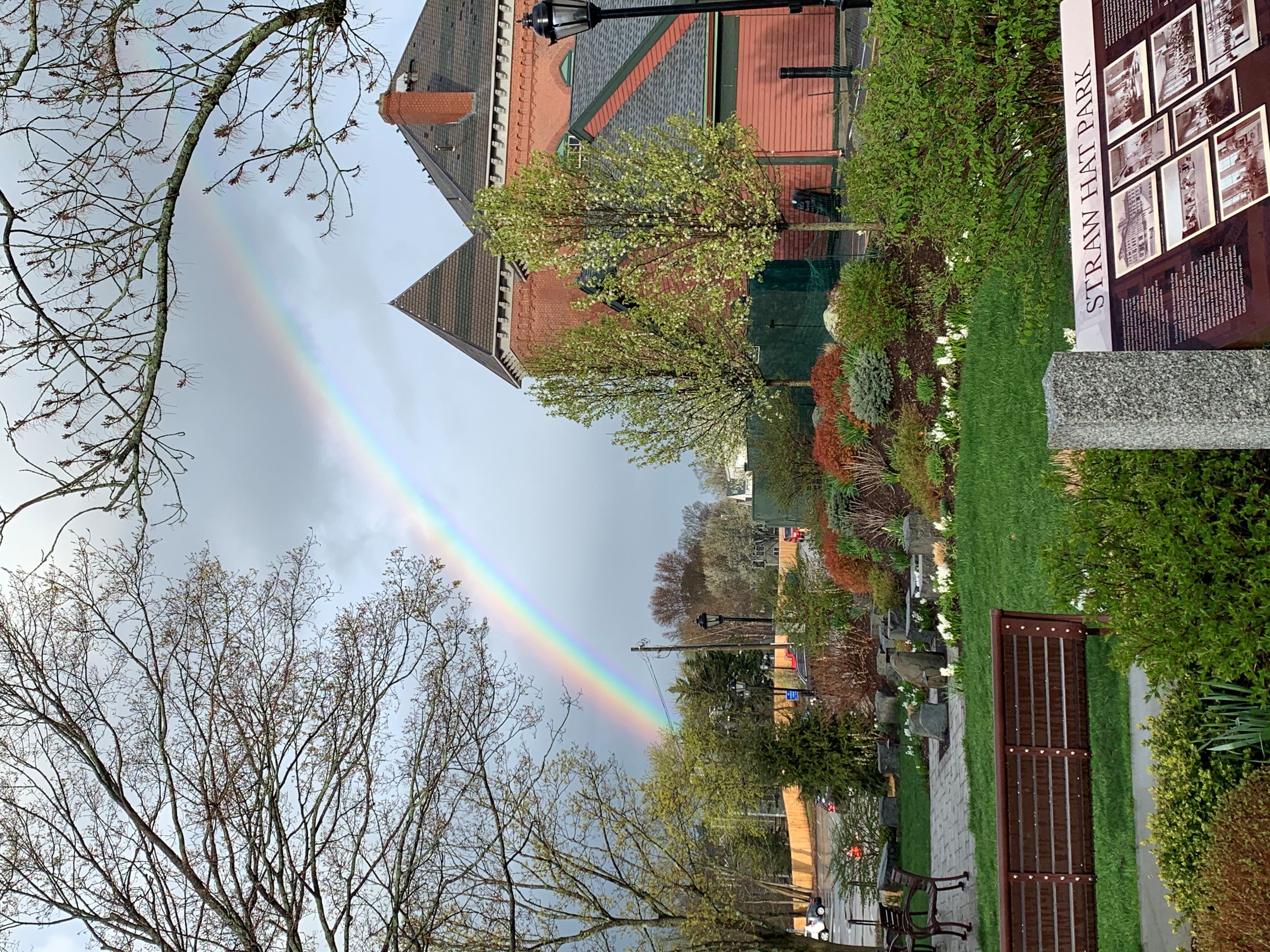 Rainbow over Straw Hat Park and Medfield Town House