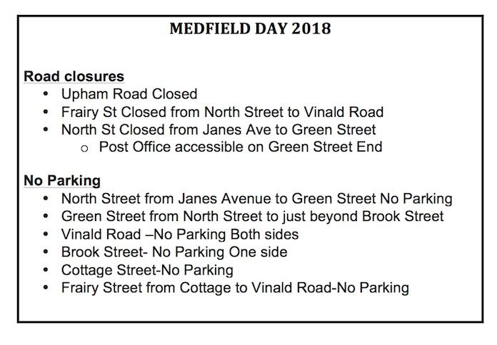 MEDFIELD DAY 2018 Road Closures