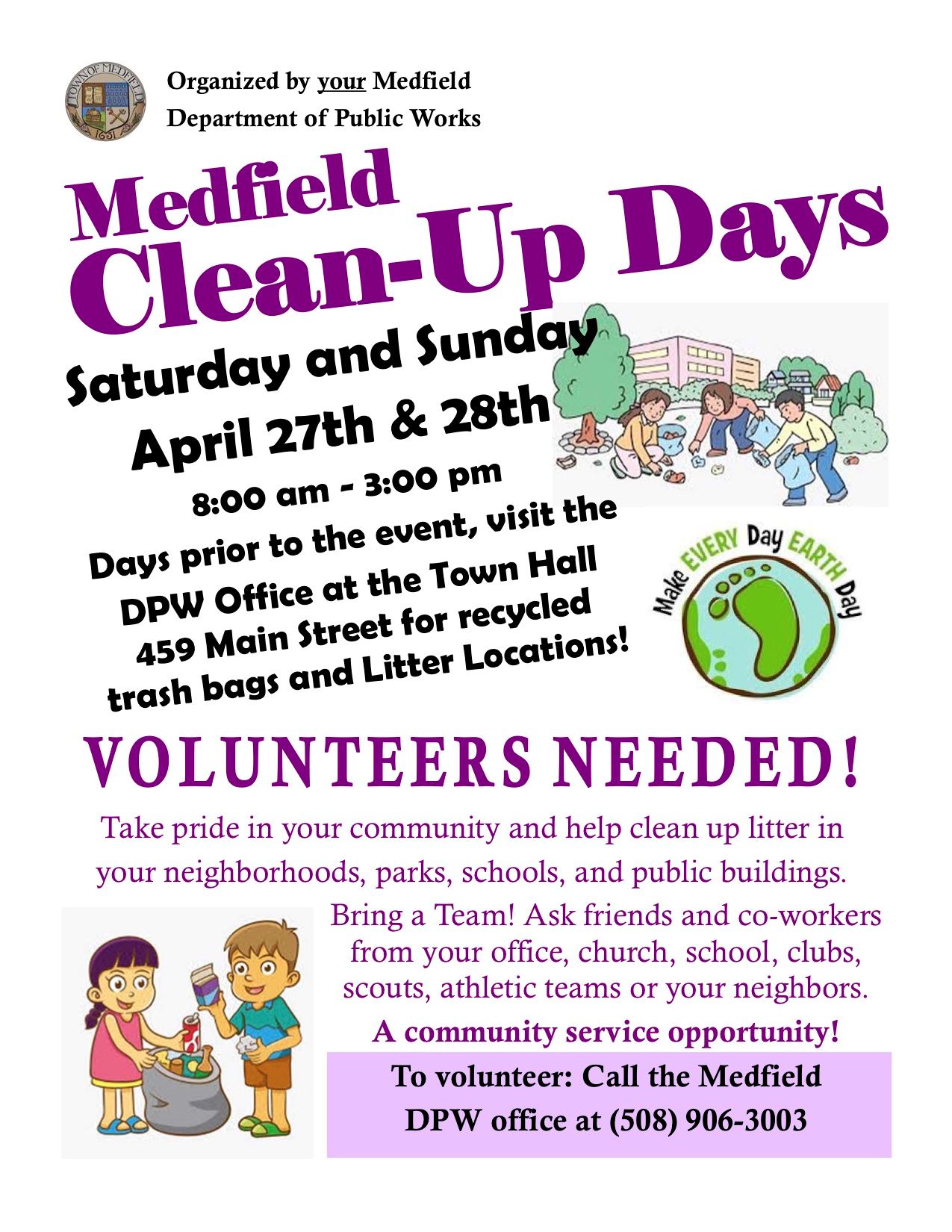 Medfield Clean Up Day Flyer 2019